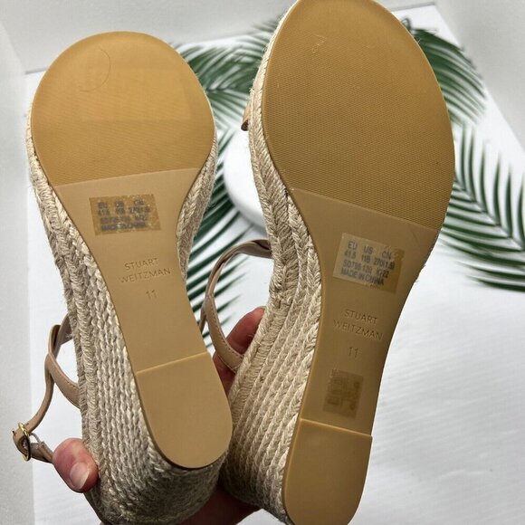 STUART WEITZMAN Twisted Patent Leather Espadrille Wedge Sandals Size 11B NWB - Picture 9 of 14